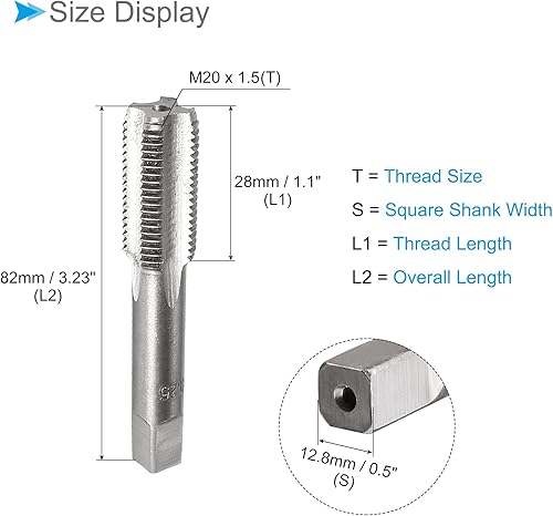 Vista 33 de Tapones de roscado a mano, rosca M14 x 1.5, herramienta métrica de aleación de acero, rosca inferior cónica