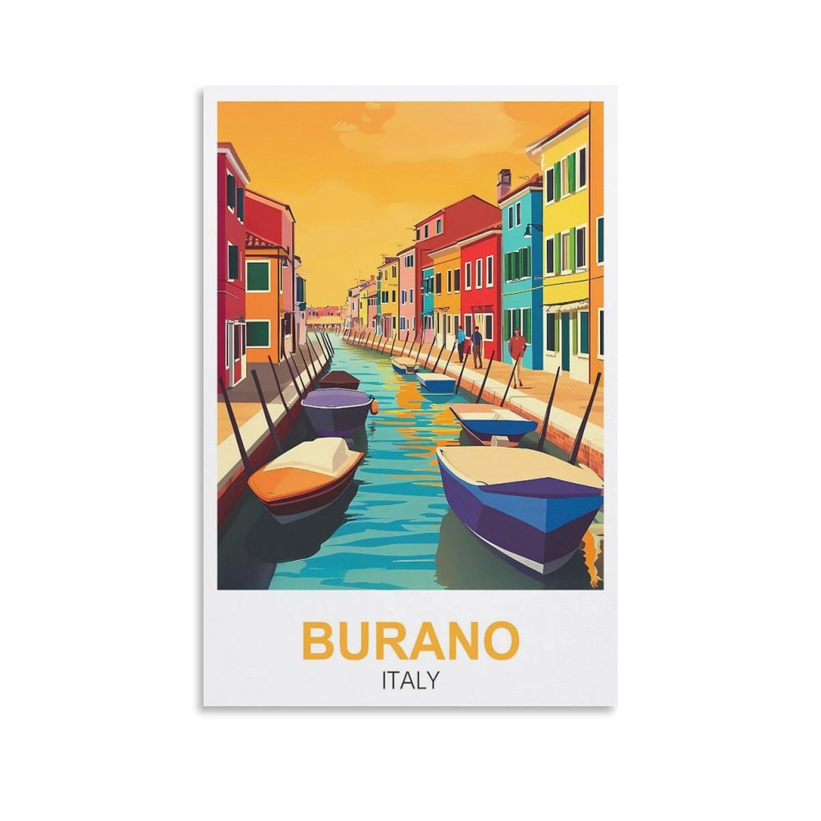 Xllyxygjq Unframe-Style Burano Italy Vintage Travel Posters 12X18inch(30X45cm) Canvas Wall Art Poster Print Artwork Painting Picture For Home Decoration Living Room Office Bedroom