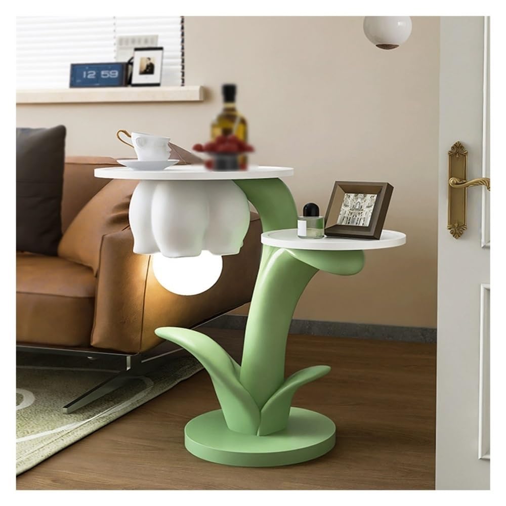Jian1004 Floor Lamp, Flower Shaped Floor lamp with Table, Solid Wood Side Table Lamp, Modern Creative Floor for Bedroom, Office, Apartment