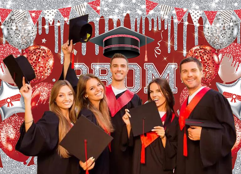 Fondo fotográfico rojo y plata graduación 2026 10x8ft miniatura 4