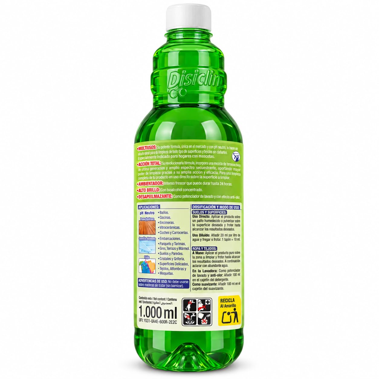 DISCLIN Manzana Fregasuelos 1L (Pack 12 unidades) | RASMACOR