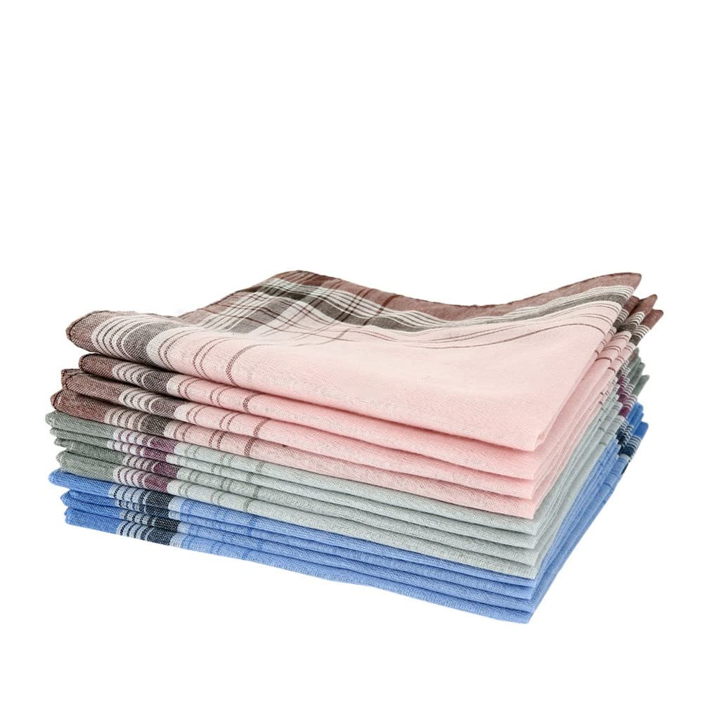 Ghopy 12pcs Men Mens Handkerchiefs 100 Cotton Pocket Square Hanky