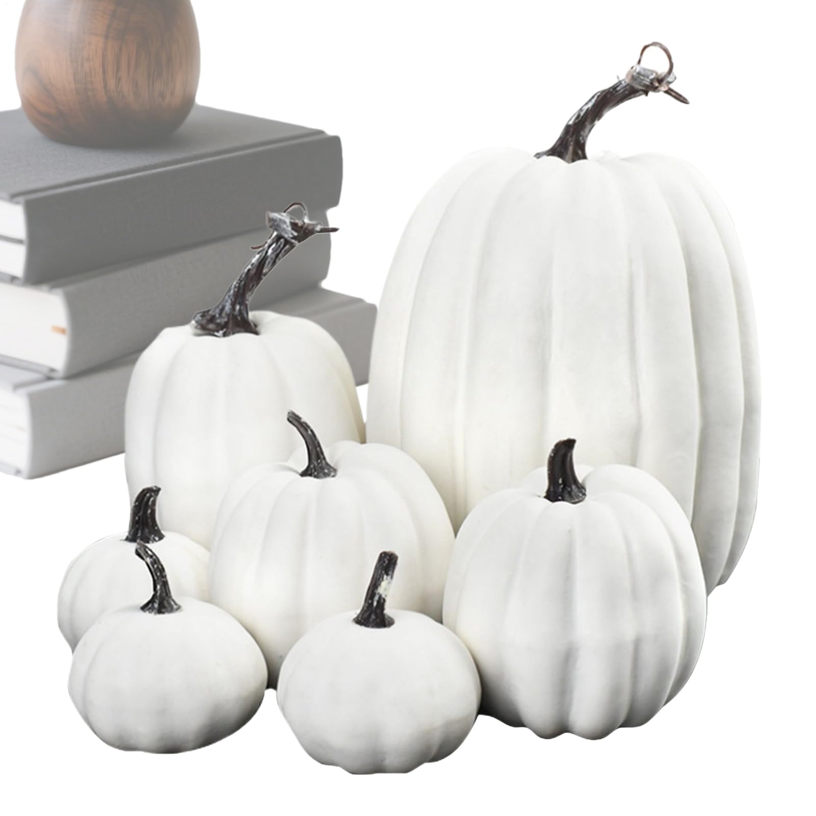 Citrouilles rustiques en plastique blanc haut de gamme, décoration de table d'Halloween chic