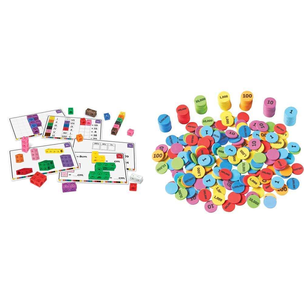 Learning Resources LSP4299-UK Maths Fluency Set-MathLink Cubes & Learning Resources Place Value Disks