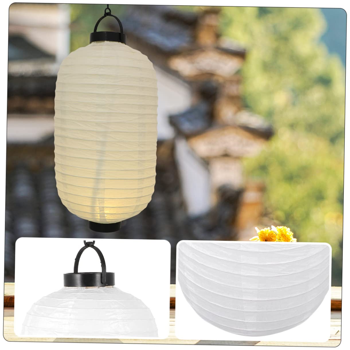 jojofuny Lanterne di Carta Giapponesi LED Riutilizzabili Bianche 2 Pezzi Luce Decorativa Ricaricabile per Decorazioni in Centri Commerciali e Altri Ambienti