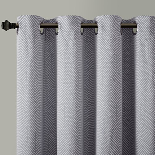 Madison Park Eliza Chevron Jacquard Window Curtain Charcoal 84" Panel #TOP2