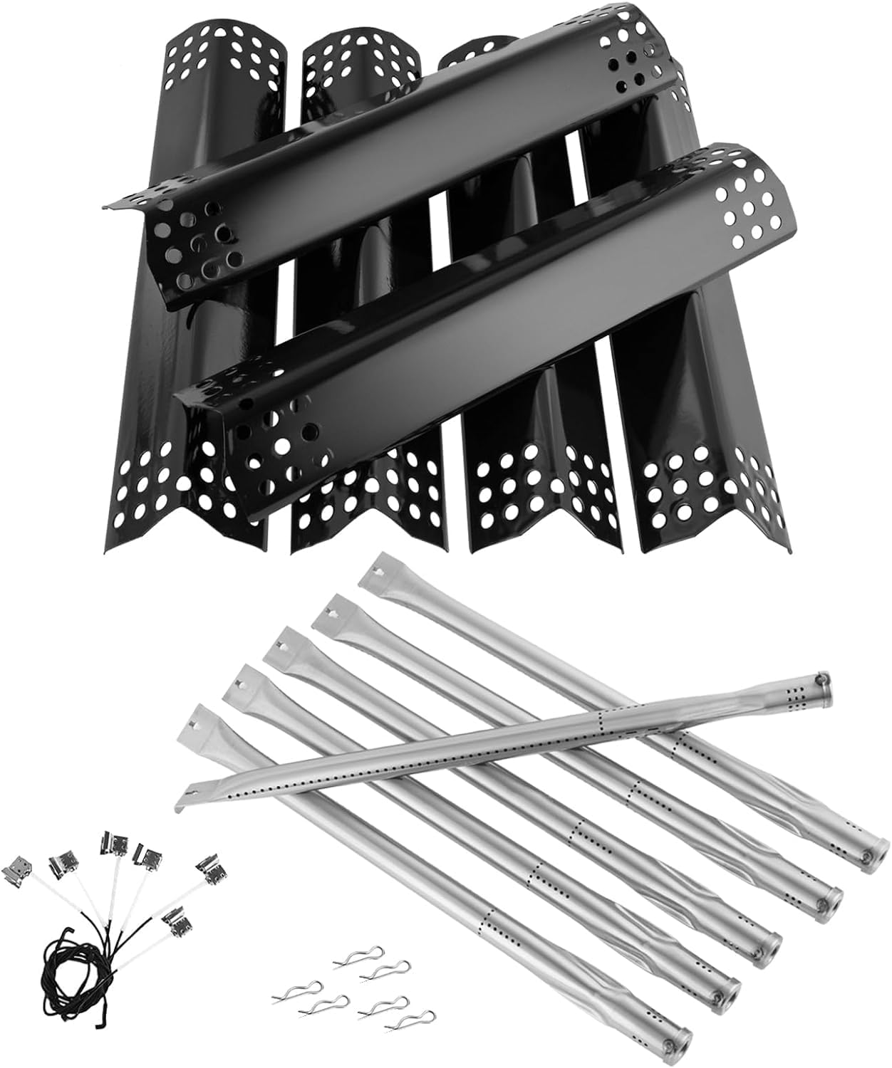 Grill Parts for Nexgrill Deluxe 6-Burner 720-0896B 720-0896E 720-0896C 720-0896X, Heat Shield Flame Tamer and Burner Kit for Nexgrill Replacement Parts 6 Burner 720-0896B