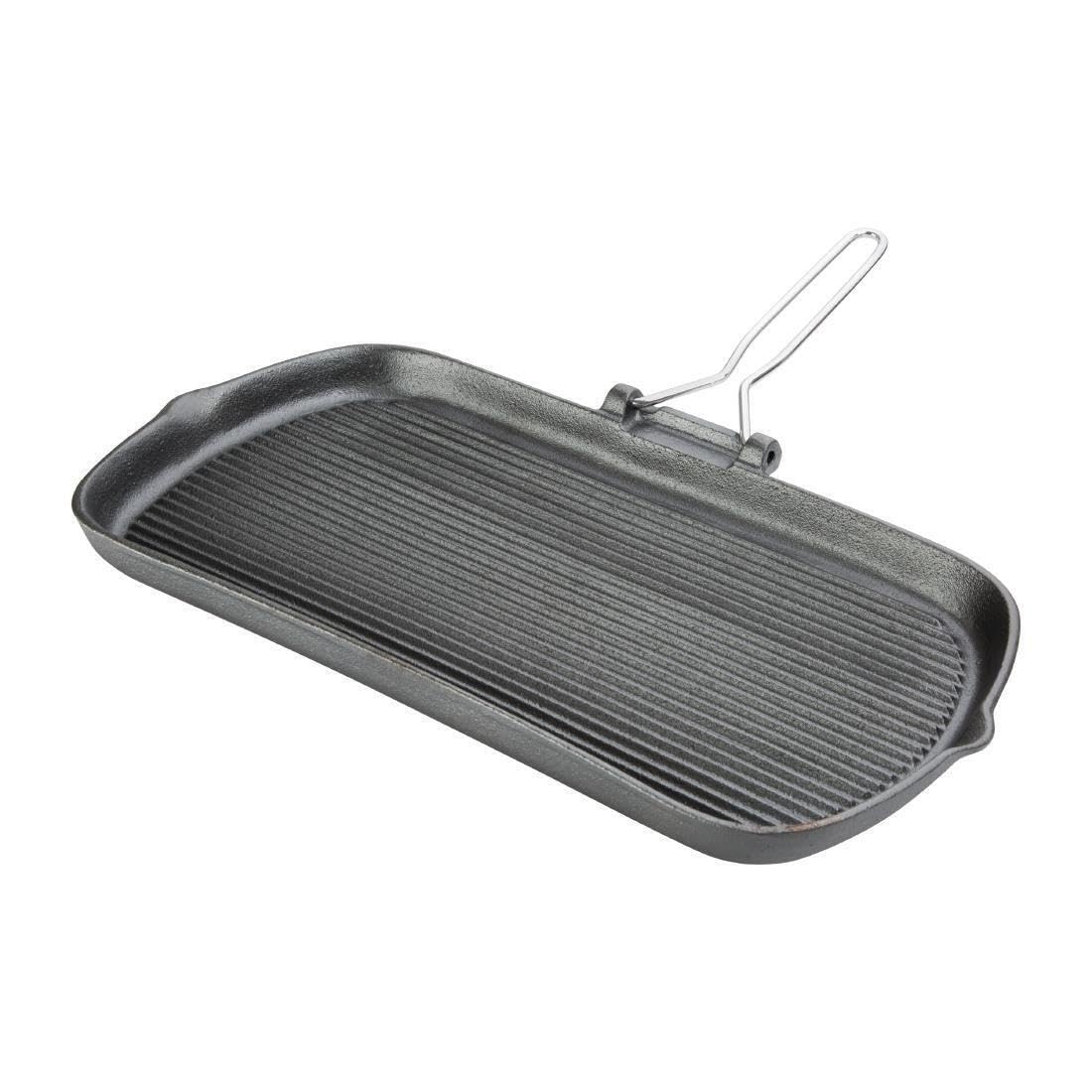 Vogue - Poêle à griller en fonte 22 cm, noire, compatible avec l'induction, compatible avec toutes les sources de chaleur, pour camping, restaurant et cuisine, Taille : 37 x 225 x 380 mm, K417