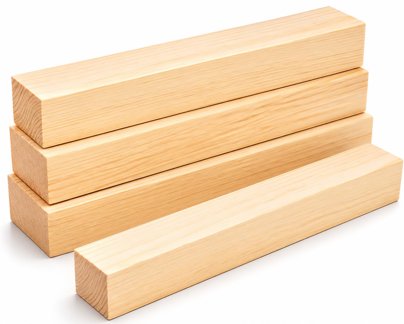 12 Inch Wood for Carving, 4 Pcs Unfinished Craft Cubes, Rectangular Wooden Blocks for DIY Carving, Large Unfinished Whittling Wood Blank Blocks for Kids or Adults (12×1.5×1.5 Inch)