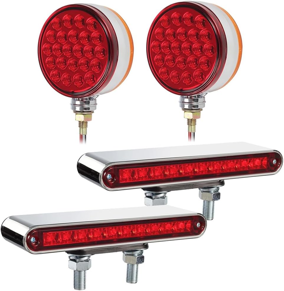 48 LED Double Sided Lamp Car Marker Light Reflective Lights for Heavy-duty Trucks 2pcs, DOT Compliant, 10-30V Red Lens Red Light