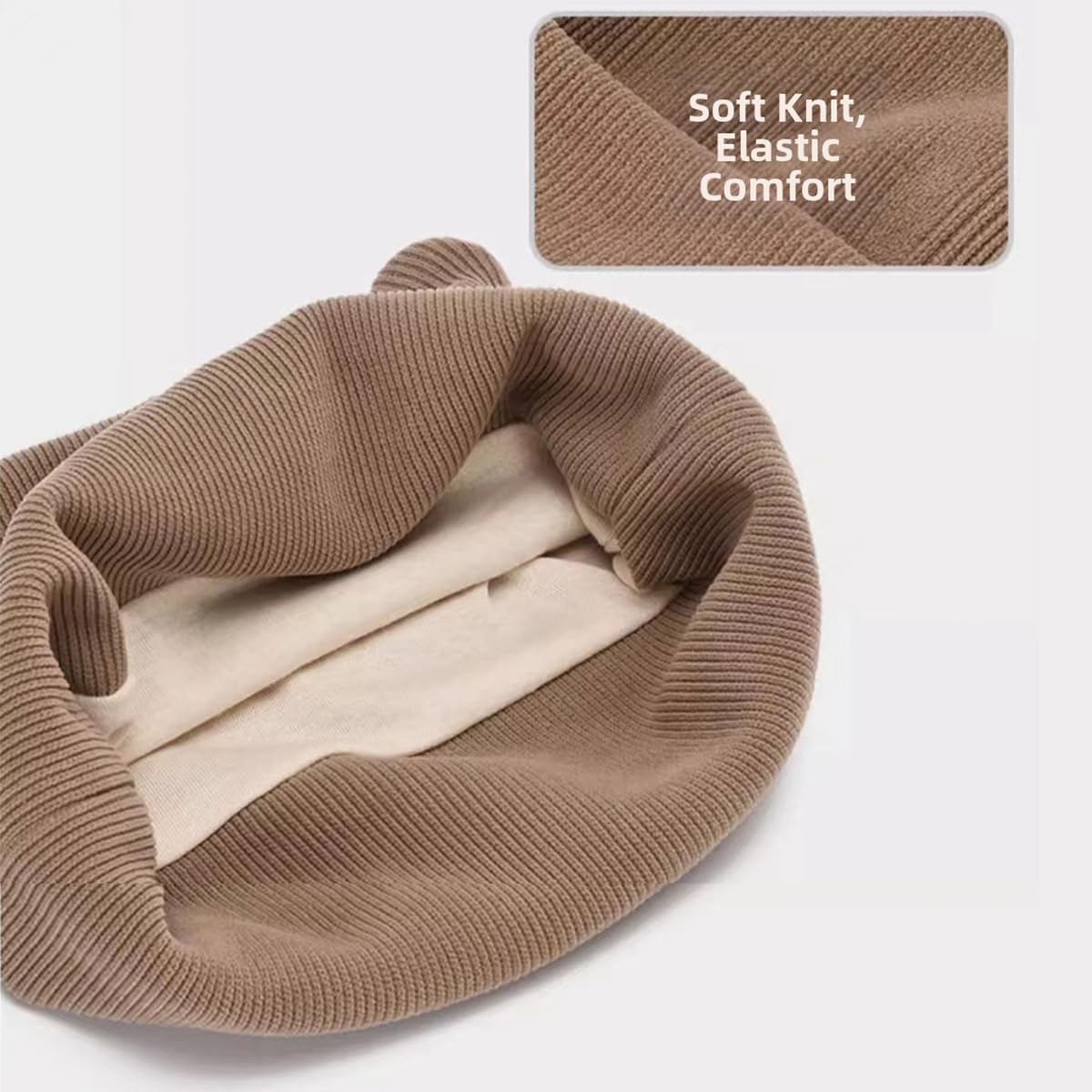 Gorros de punto para mujer de invierno con gorras de forro polar, gorro de invierno fino para hombre, diseño de orejas de gato, gorra deportiva para senderismo, 54-59 cm