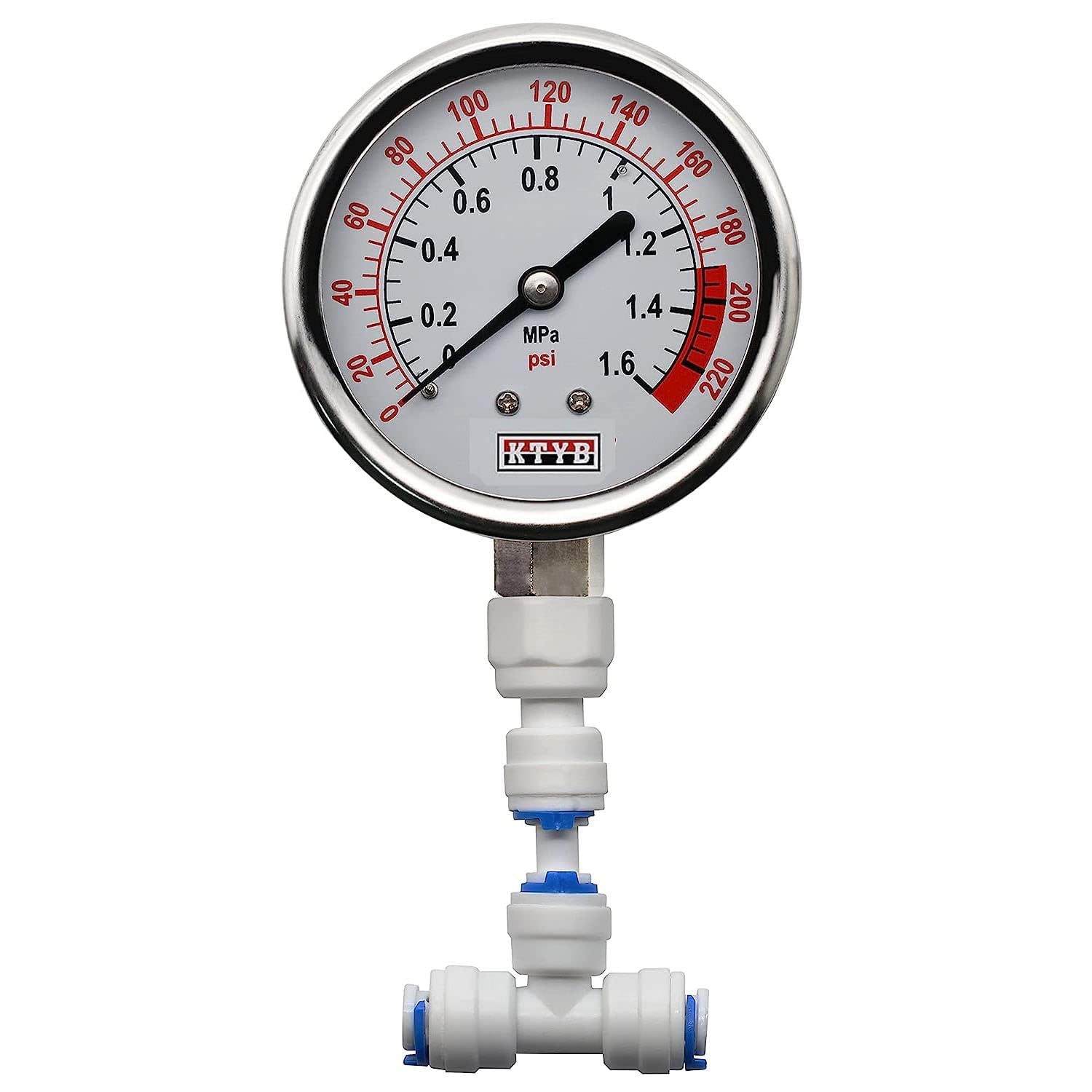 Amazon.co.jp: 逆浸透圧力計、水圧ゲージメーター 0-1.6MPa 0-220psi 1