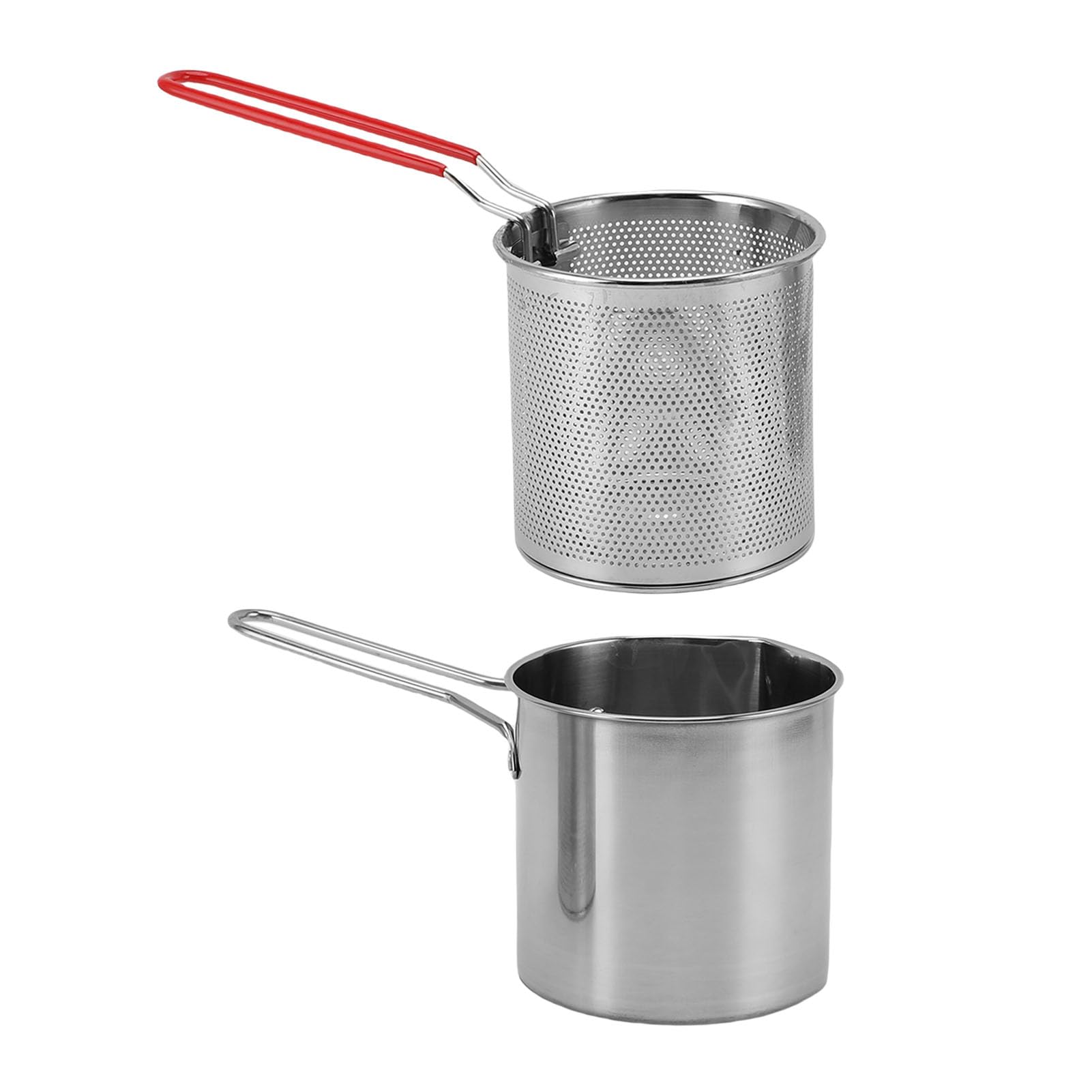 JTLB Deep Fryer Pot with Basket 304 Stainless Steel Cooking Oil Container with Pasta Strainer Basket for Kitchen French Fries Chicken