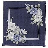 メリーナイト(Merry Night) 座布団カバー 「和華」 ネイビー 銘仙判 約55×59cm ファスナー式 綿100% 裏表同じ柄 和室 和テイスト 洗える オールシーズン Z103-72