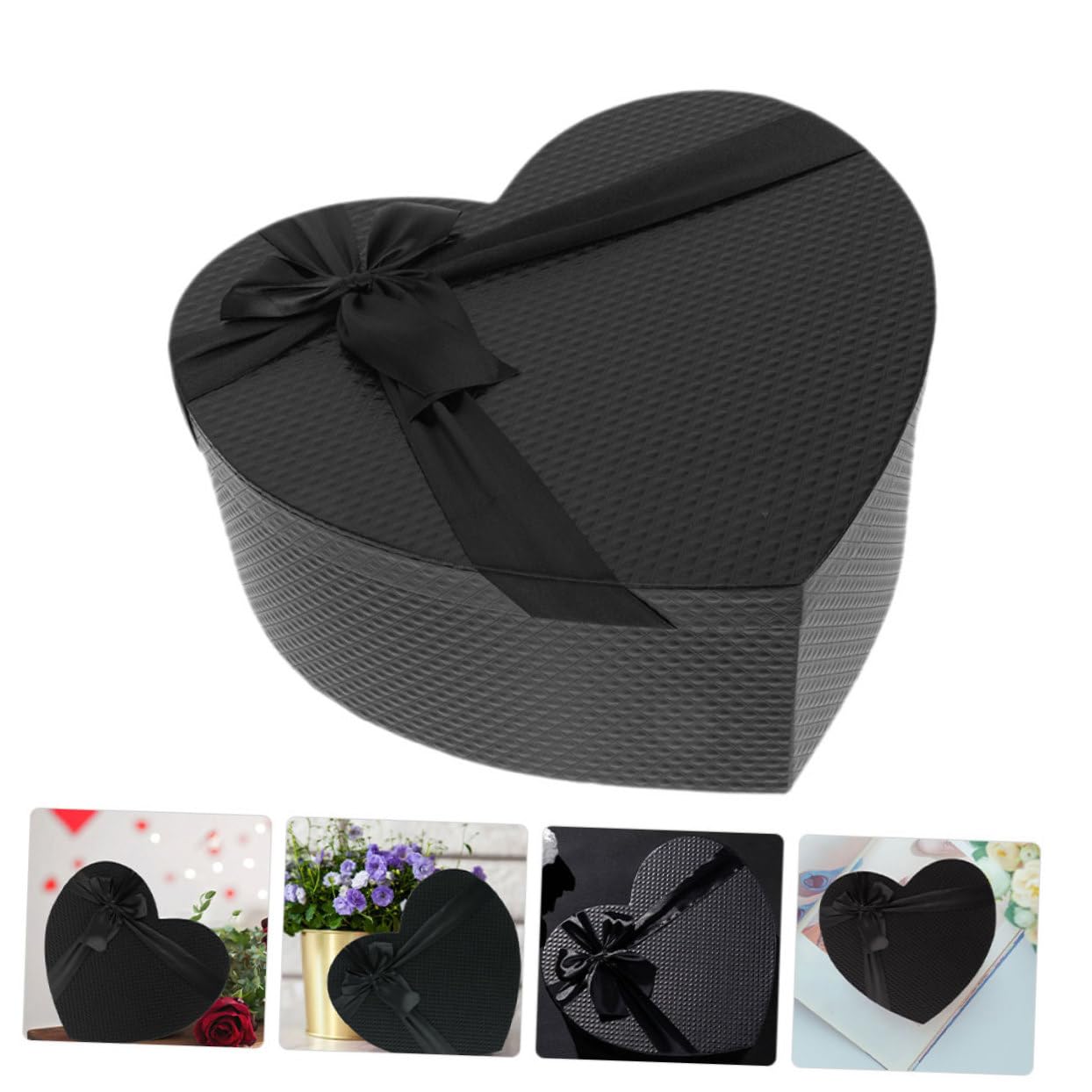 HOUDERCO 2stücke Herzförmige Geschenkbox Schwarze Papierverpackung Für Blumen Und Pralinen Kreative Geschenkverpackung Für Valentinstag Und Besondere Anlässe Hochwertige Handarbeit
