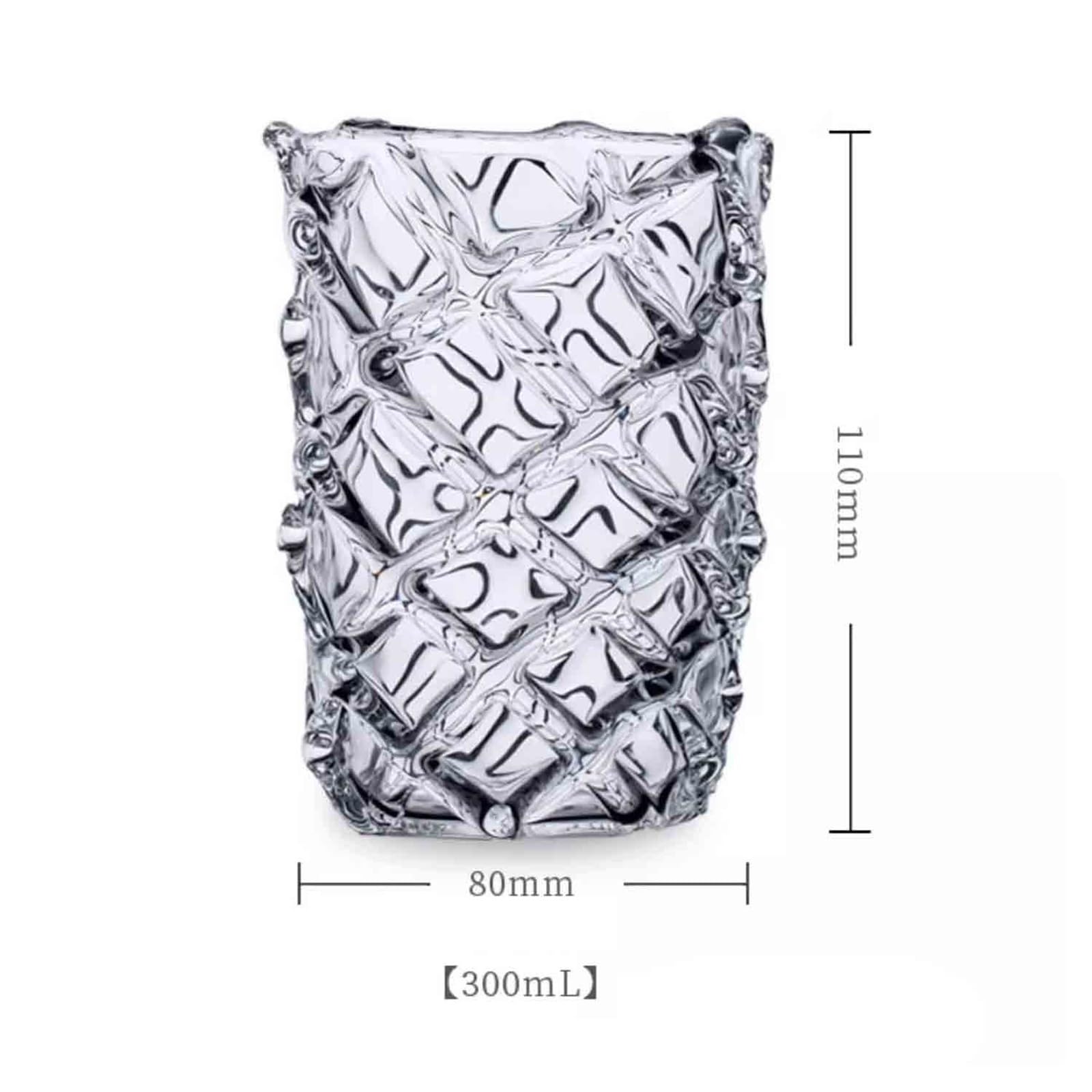 Glasbecher 10-Unzen-Trinkgläser aus klarem Borosilikatglas, elegante Gläser mit diamantförmiger Textur for Wasser, Eistee, Saft und Cocktails Küchenglaswaren