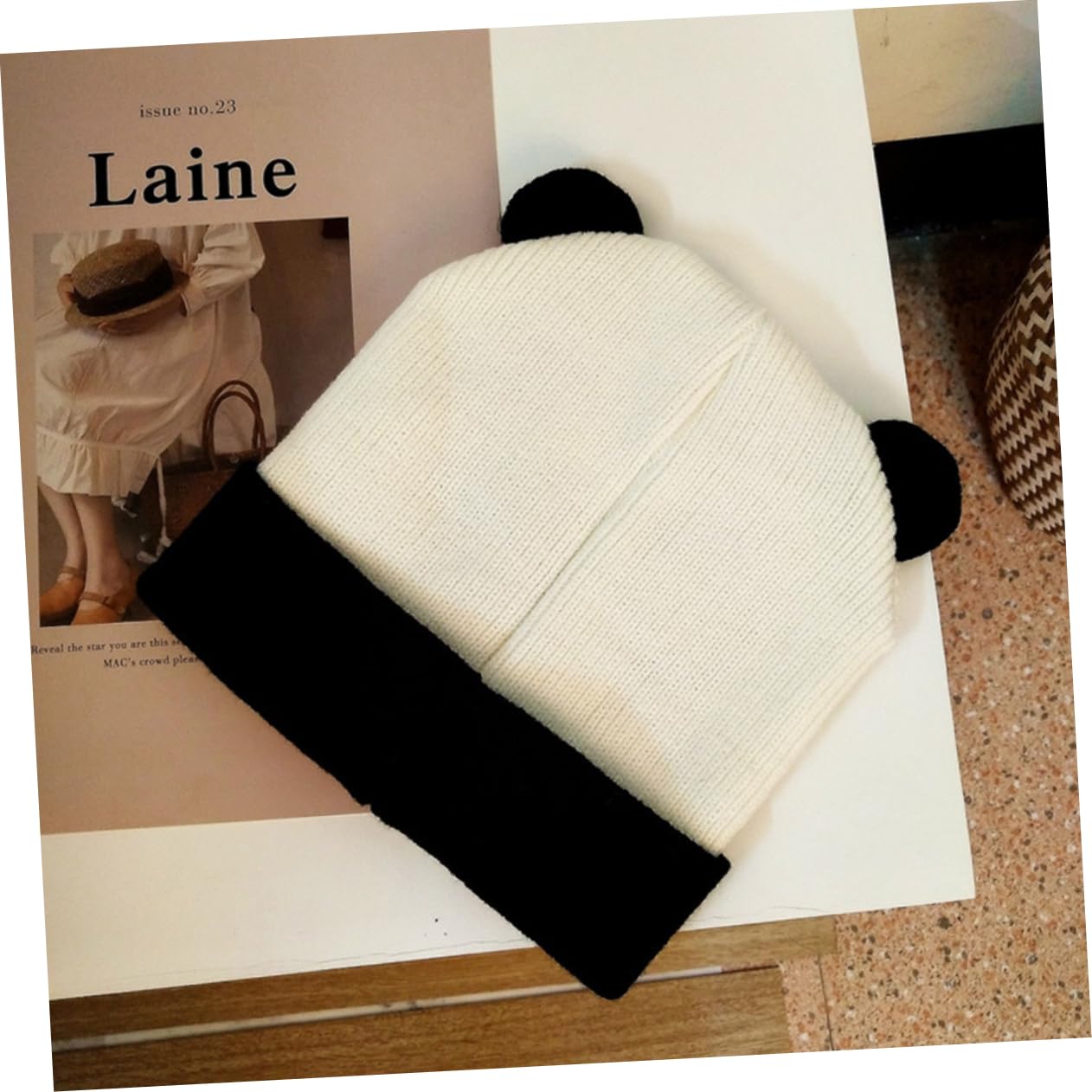 Gorra De Montar A La Moda Con Hilo Acrílico Para Mujer Con Manga De Panda 2 Uds