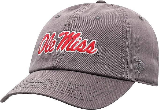 Collegiate Charcoal Team Logo Adjustable Hats (US Alpha One Size Ole Miss)