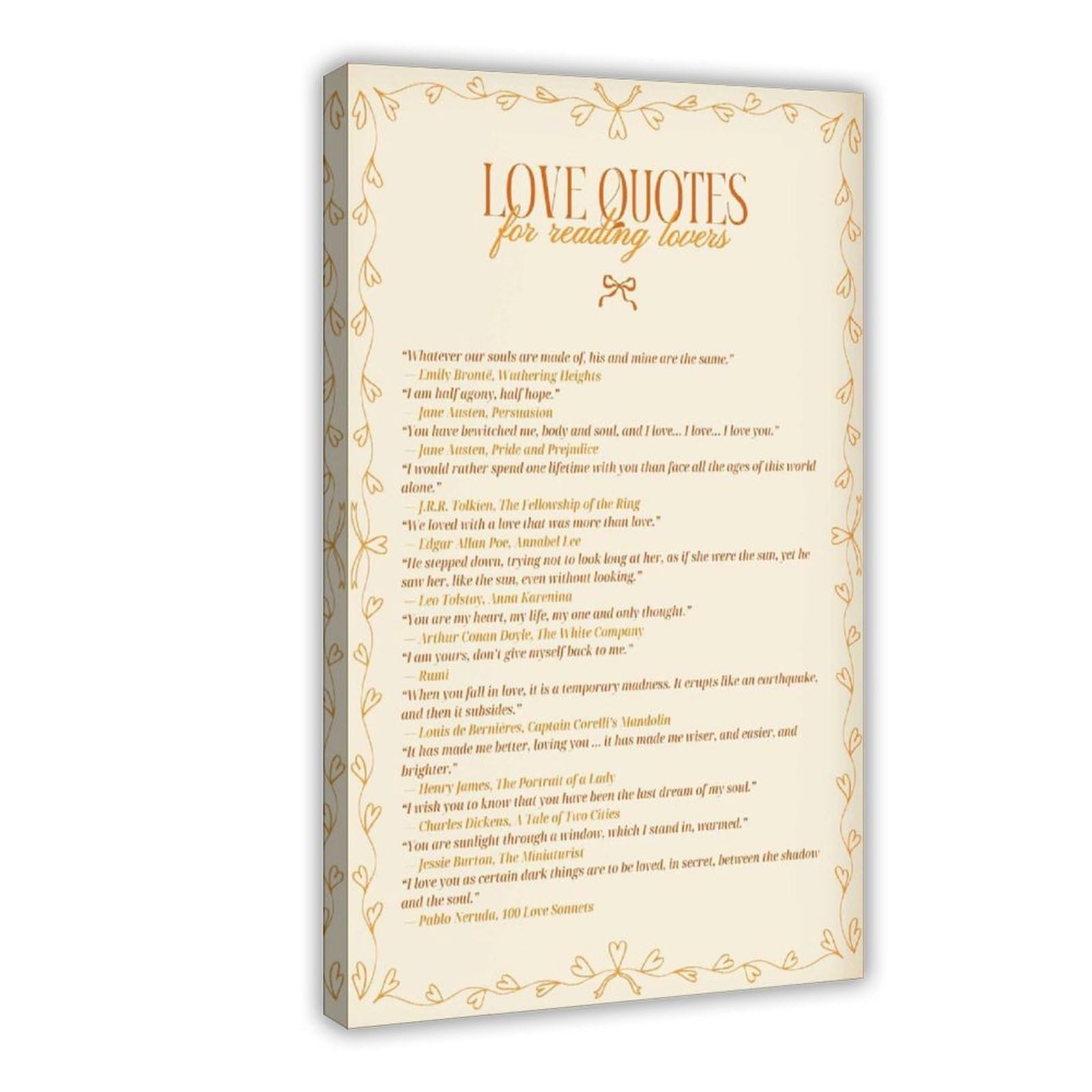 ACFTAIN Libros de citas de amor para amantes de la literatura romántica, novelas clásicas, citas de lectura, lienzo, decoración de pared, pósteres para decoración de pared, hogar, bar, restaurante