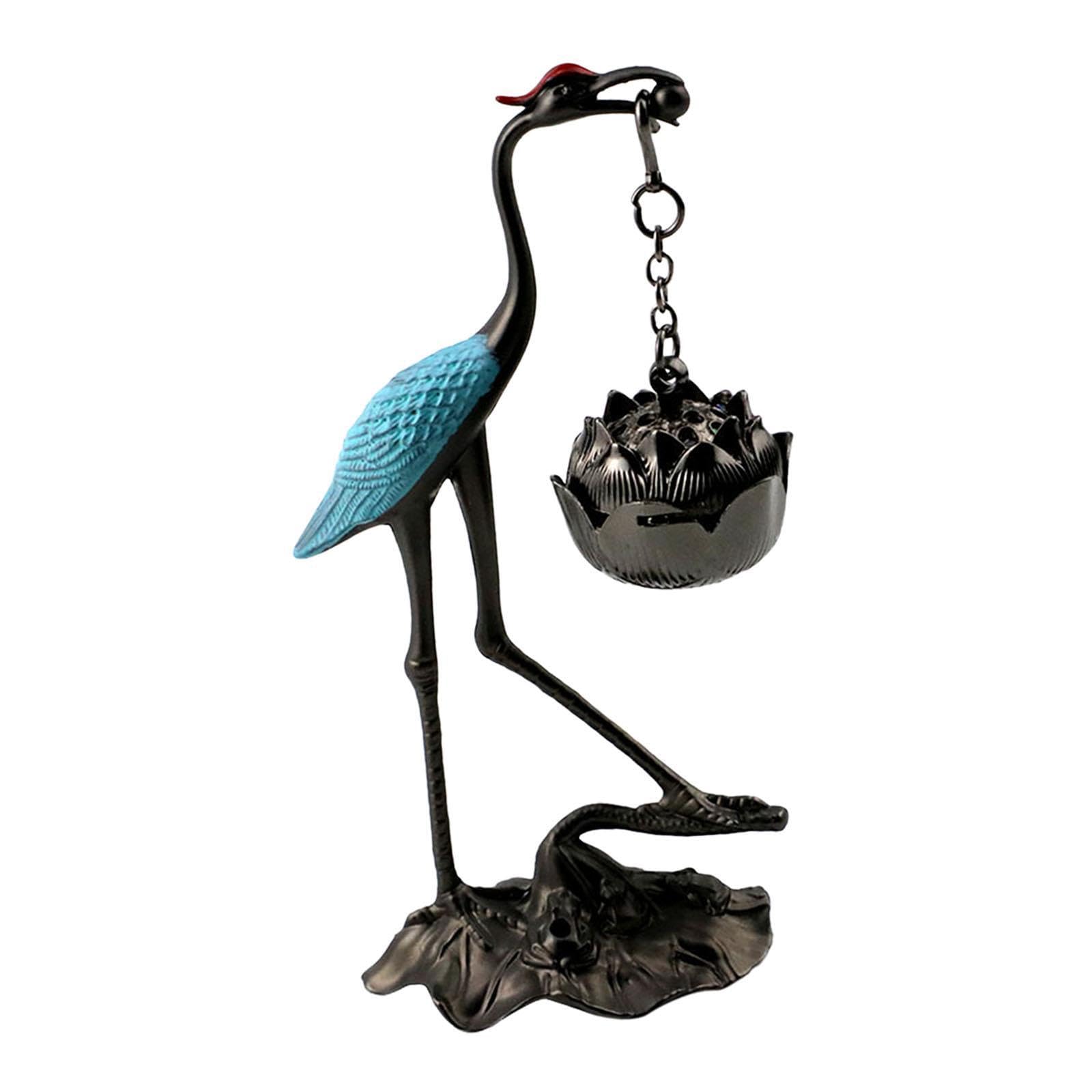 QIXCXAZ Unique Hanging Incense Censer Crane Artistic Metal Holder Aromatic Environments At Home Hanging Cone Incense Burner Crane Statue Ornament Farmhouse