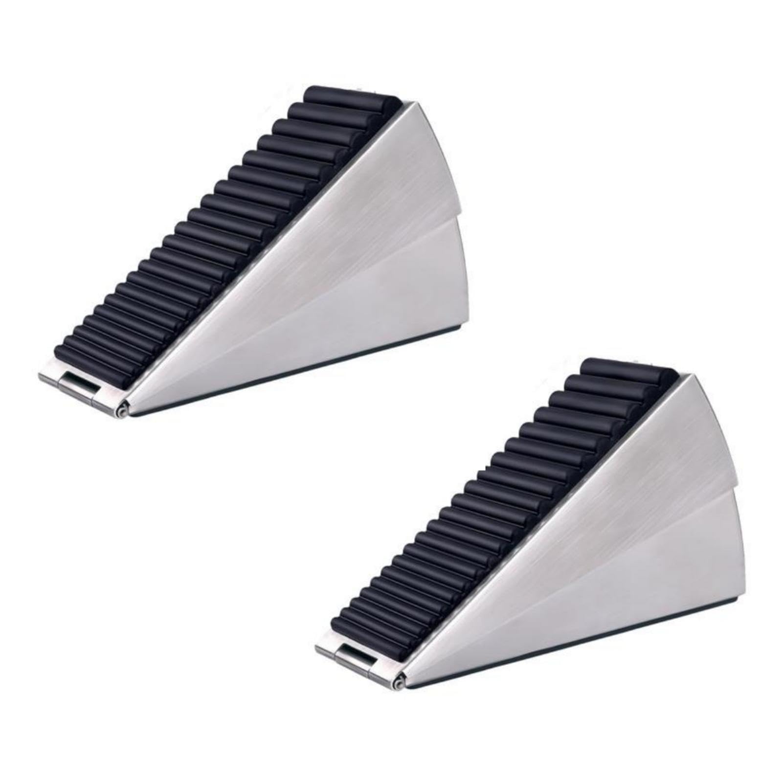 [2 PCS] Spring Door Stopper | Black Door Stop Alarm Wedge | Doorstop Alarm Door Wedges | Black Metal Door Stops | Patio Door Holders to Keep Open | Door Wedge Security