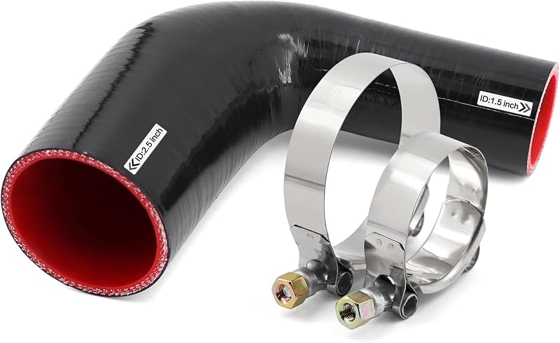 Mangote Redutor de Silicone 90° Xaugiry 38 a 63 mm para Intercooler e Turbo – Kit com 2 Abraçadeiras