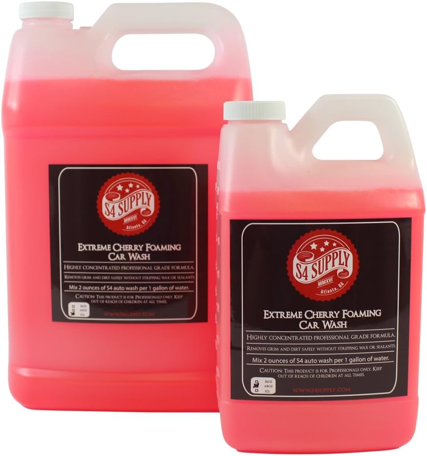 S4 Foaming Cherry Car Wash Soap - Grit Cleaning Foam Car Wash Shampoo - Safe on Wax Car Soap / Car Shampoo for the Carwash and Power Automotive Carwashes - (275 Gallon)