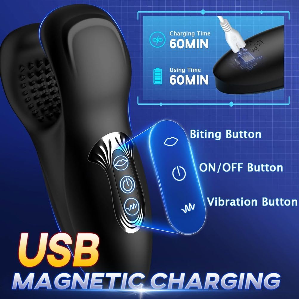 Générique Masturbatore Per Addestramento Del Pene Con 10 Morsi E Vibrazioni A Doppia Testa, Stimolatore Portatile Per Allenatore Del Pene Giocattolo Vibrante Stroker Allenamento A 360°