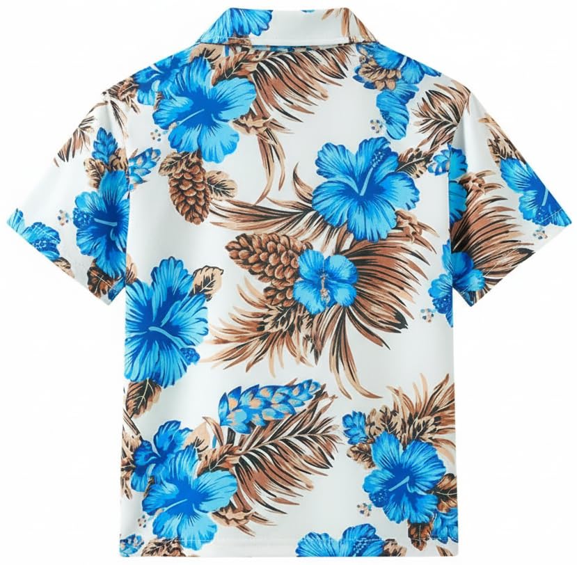 Image of Kids Easter Pattern Multi-Colored Printed Short Sleeve Button-Up Polo Shirt for Boy