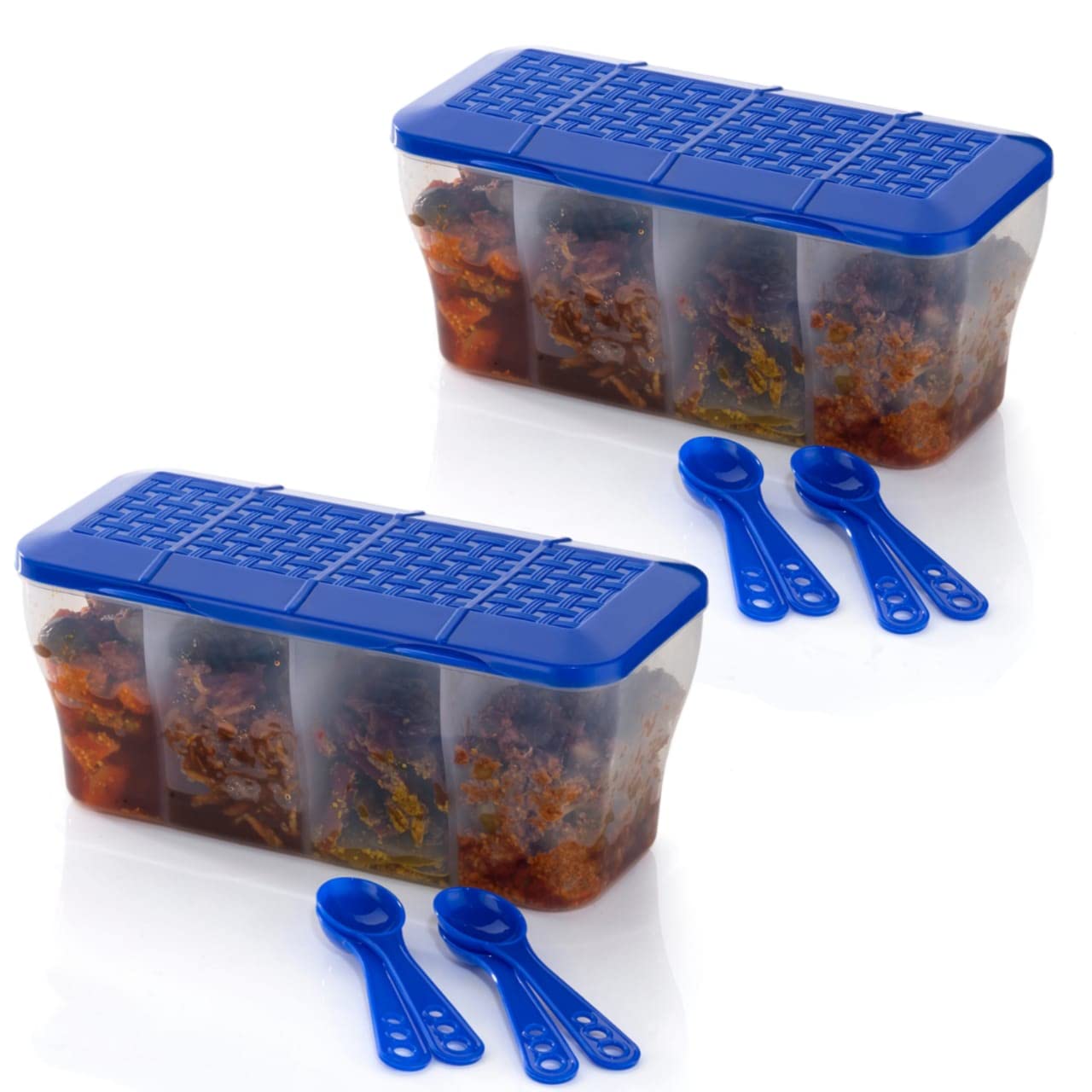 REDSKY 4 Section Conainer for Vegetables,Dryfruits,Spices,Grocery,Pickles Multipurpose 4 in 1 Box,conainer Blue Pack 1 (B0CFTX8NM3) Amazon Price History, Amazon Price Tracker