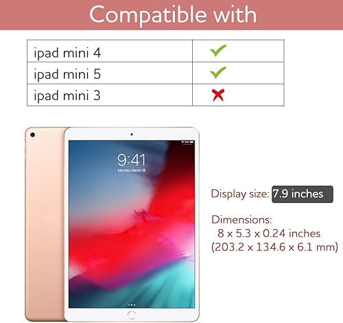 Miniatura 7 de SURITCH Funda para iPad Mini 4/iPad Mini 5, [protector de pantalla integrado] [apagado automático/encendido automático] [soporte para lápiz] Funda