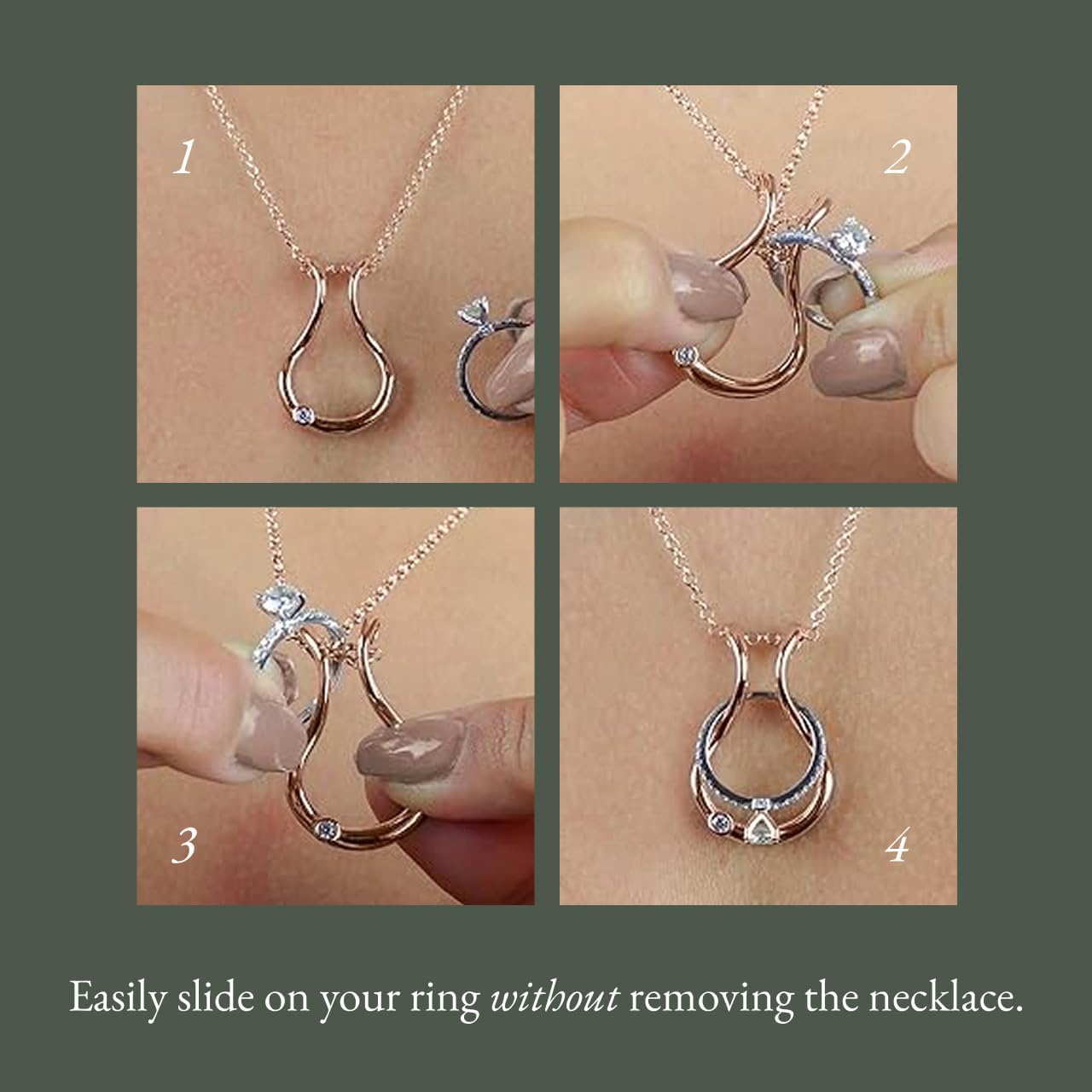 Ring Holder Necklace - Stainless Steel Necklace with Rose Gold Finish - Engagement Gift for Nurses & Doctors - Jewelry for Mom or Grandmother - Image 3