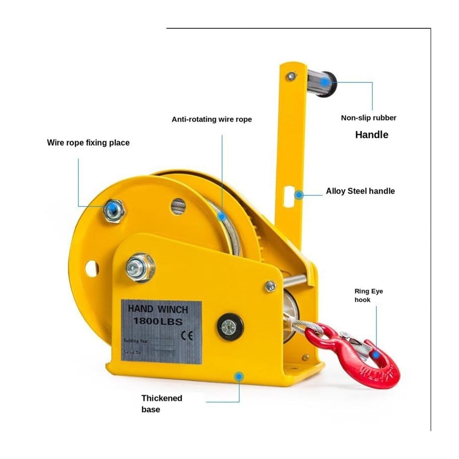 Verricello bidirezionale a bloccaggio automatico, 544,3 kg, 816,5 kg, 571,5 kg, con freno automatico, pesante sollevamento manuale per rimorchio, sollevamento e trazione