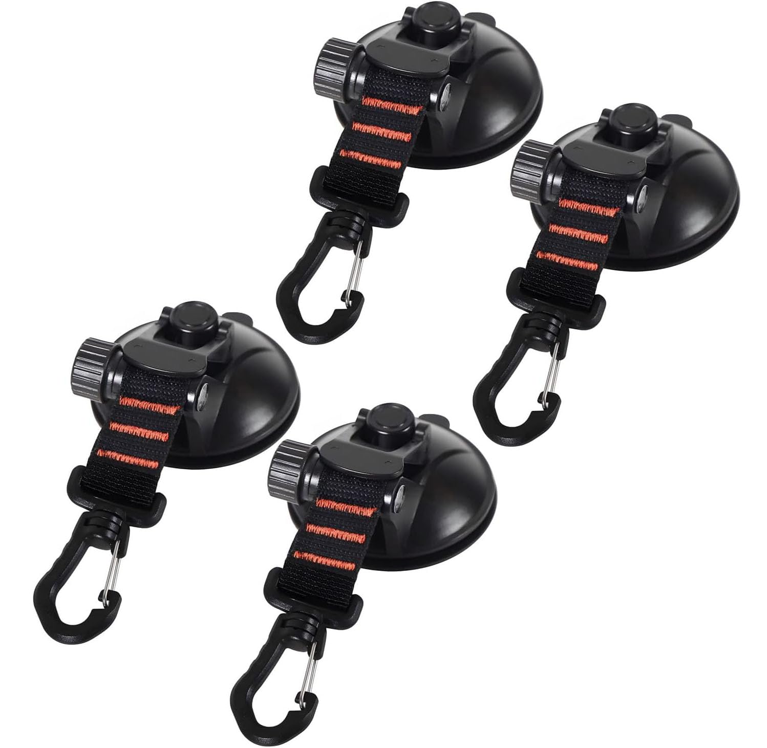 X springHeavy Duty Suction Cup, 4-Pack Vacuum Outdoor Suction Cup Hook, Strong Sticky Silicone and Securing Hook, Strong Suction Cup Wall Anchor for Camping Tarp Accessory, Car Side Awning