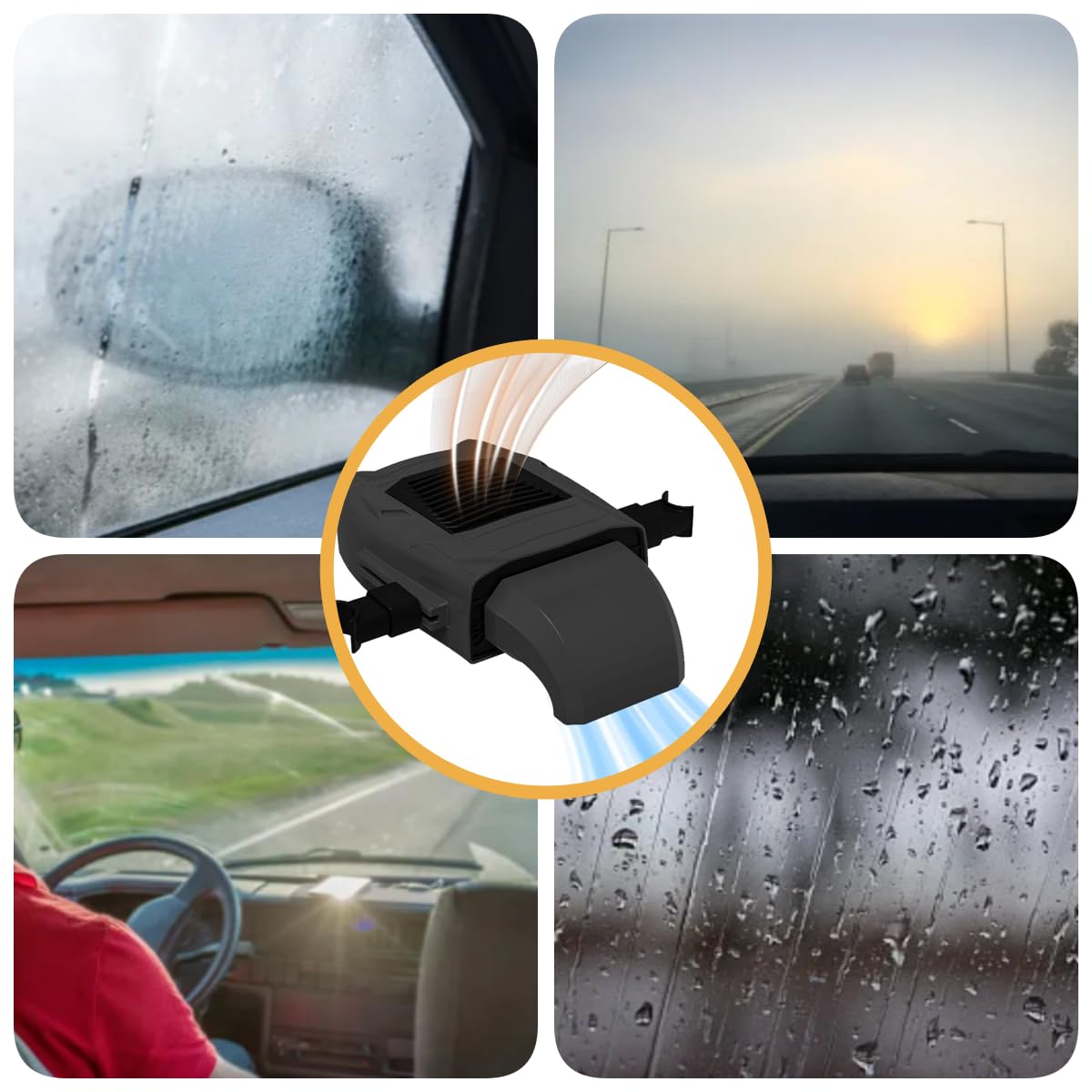 Chauffage de voiture portable 12 V avec prise allume-cigare, fonction de chauffage et de refroidissement rapide 2 en 1, rotation à 360 °, ventilateur de chauffage de voiture, dégivrage de