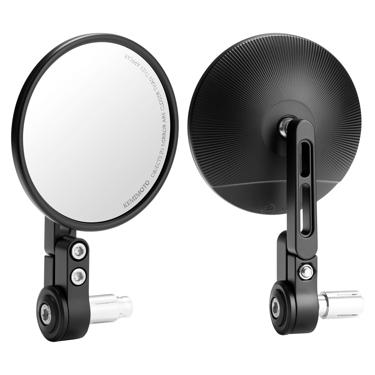 KEMIMOTO Lenkerendenspiegel Motorrad, 2 Stück Motorrad Spiegel Rückspiegel E-geprüft, 360°drehbarer Lenkerspiegel, 7/8" 22mm Seitenspiegel Kompatibal mit Scooter Roller ATV