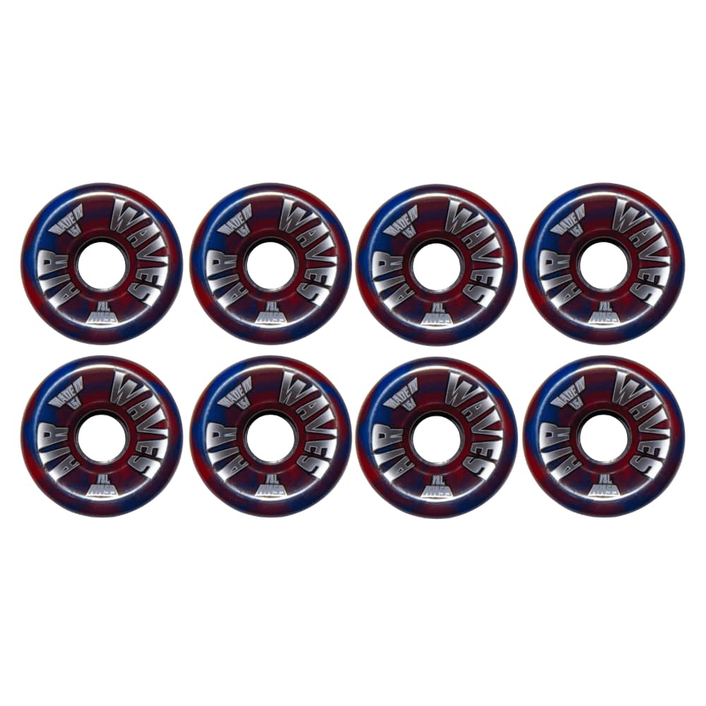 Willies Air Waves Quad Skate Wheel, Clear, 65mm, 78A (8, Blue/Red)