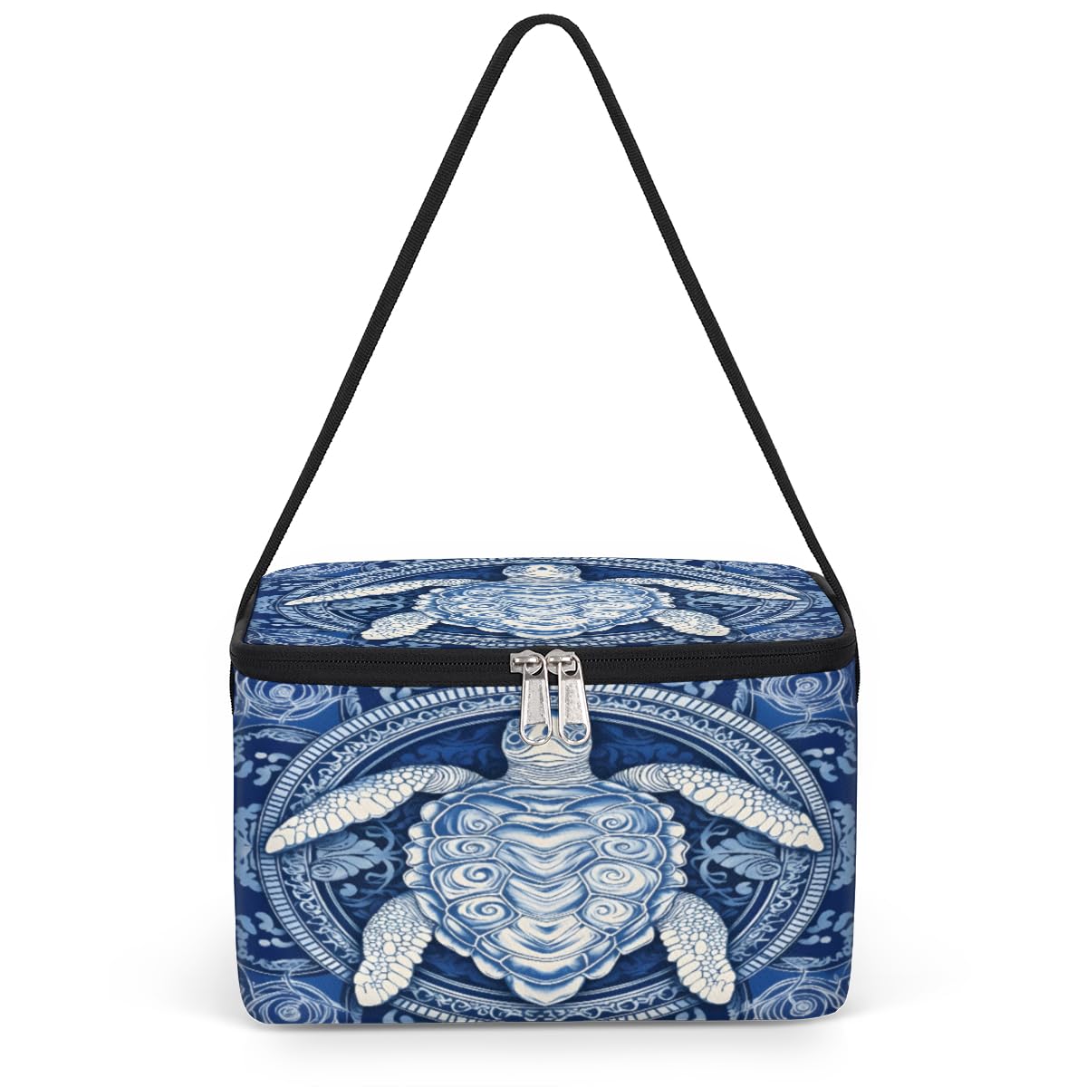 GzLeyigou Turtle Lunch Bags for Women Men 9 Cans, Hot & Cold Food Delivery Bag Insulated Grocery Bag Insulated Lunch Box Retro Sea Turtle Cooler Bag for Office Work Picnic Beach