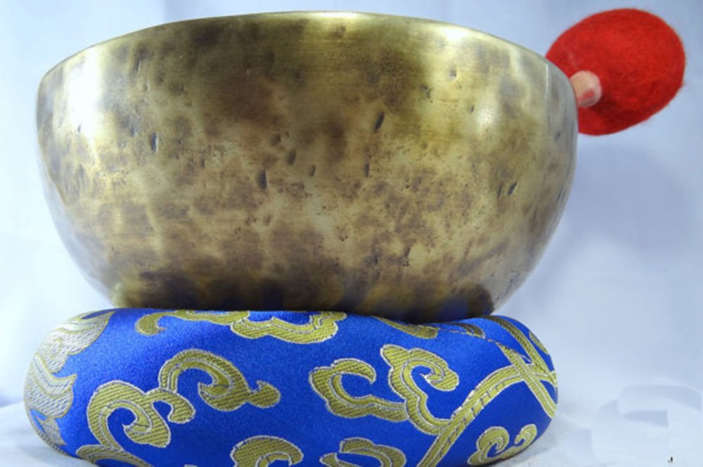 22,86 cm (9")-Ciotola musicale per meditazione, per campana tibetana, con ciotola, realizzato a mano in metallo, 7-Ciotola per ciotole da Nepal ciotole, Materassino