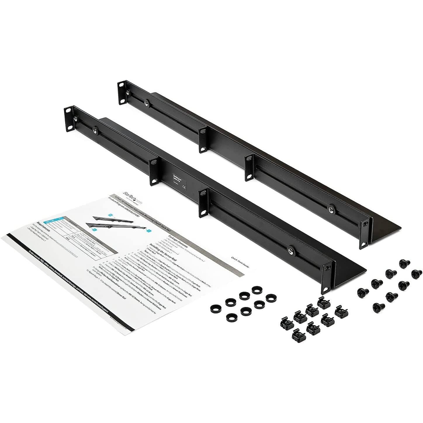 StarTech.com 1U 19 Inch Server Rack Rails - 24-36 Inch Adjustable Depth, UNIRAILS1UB