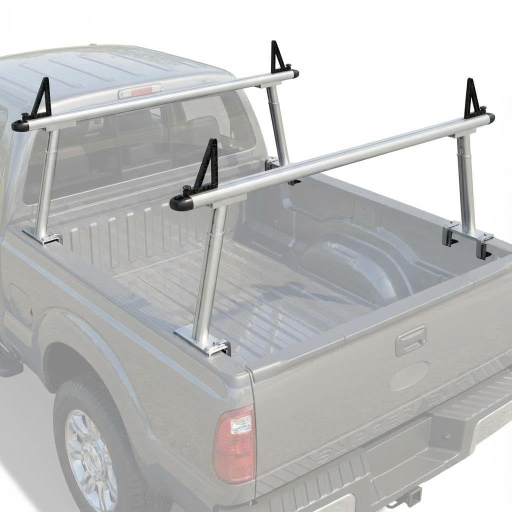Truck Rack, 17"-29" Aluminum Adjustable Ladder Rack for Trucks, 800 lbs Capacity Heavy Duty Truck Bed Rack with Non-Drilling C-Clamps, Pickup Truck