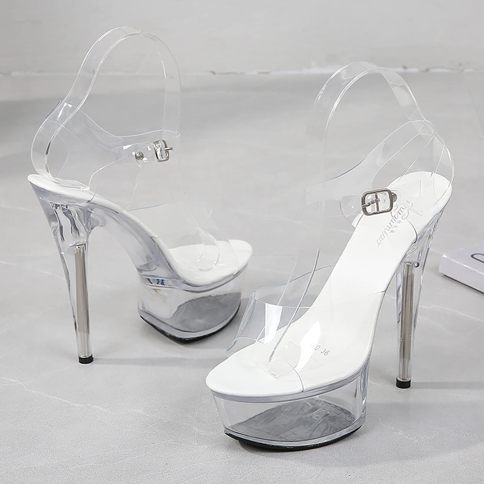 2026 Sexy Super High Heels with Waterproof Plateforme Chaussures Cristal Transparent 15cm