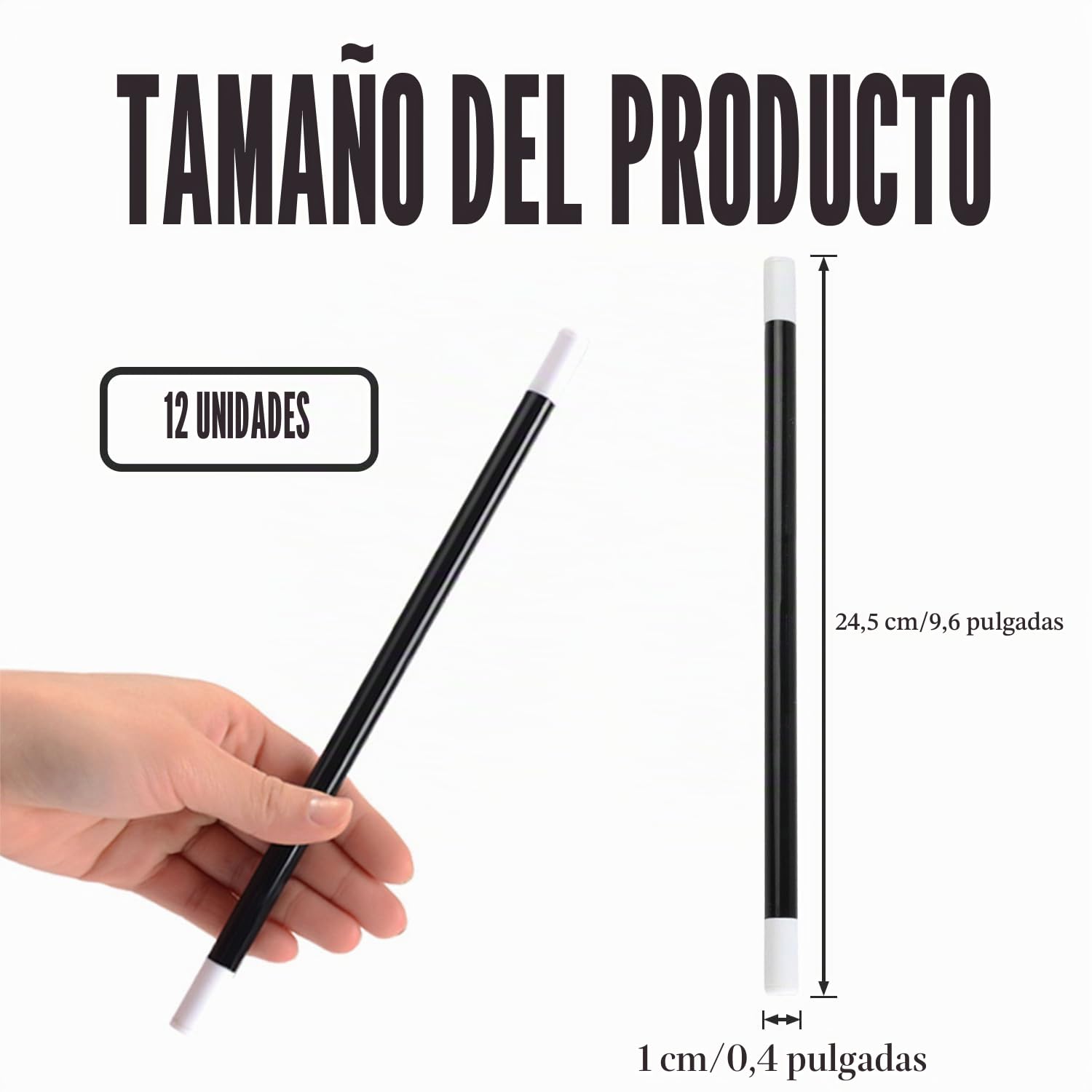 Varita Mágica Extensible Blanca Y Negra De Plástico PP – Con Cuerda Para Trucos De Flotación, Para Espectáculos, Halloween Y Juegos De Rol De Mago
