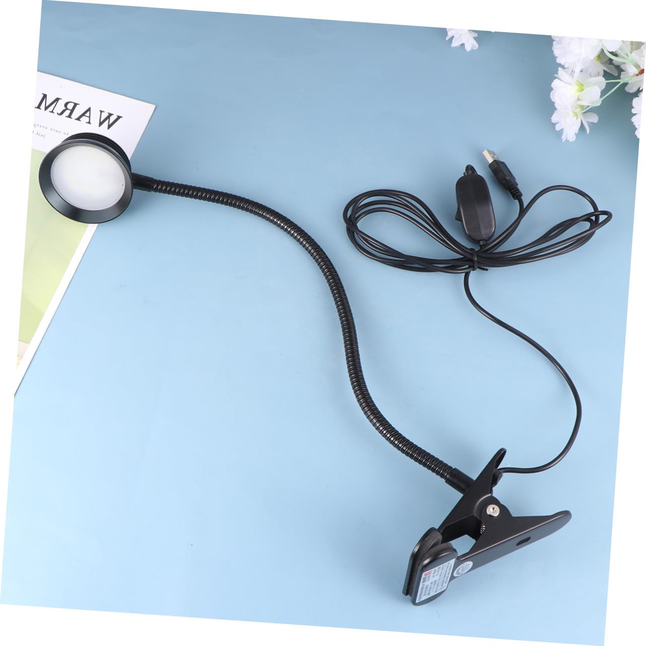 Lampada da Lettura a Clip LED 4w 6w, Collo Flessibile Nero | 2 Livelli di Luminosità, Cavo USB Incluso, Luce Intensa per Leggere al Buio e Hobby