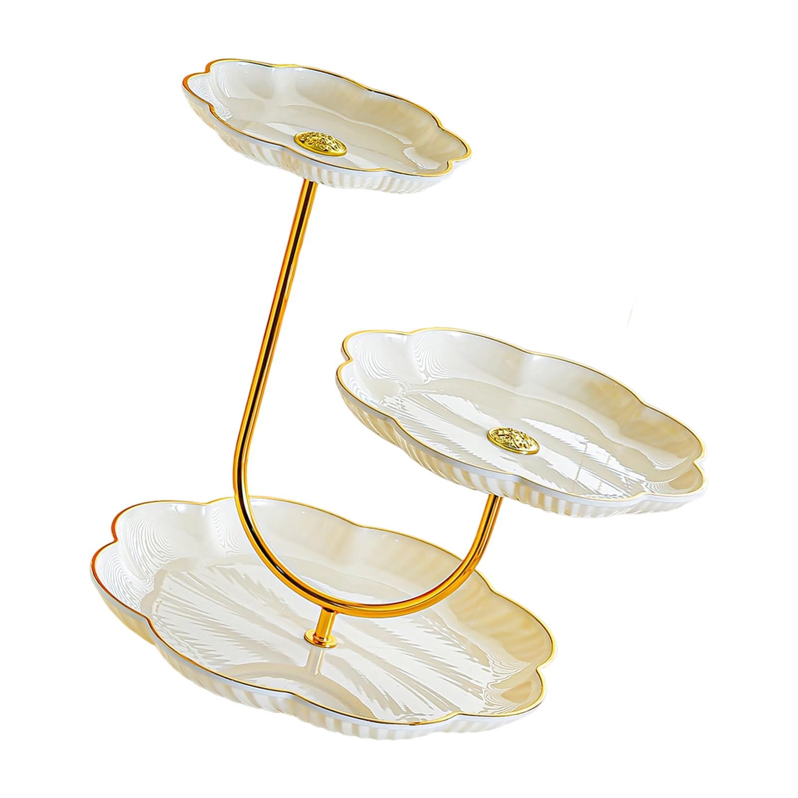 PANGBOER Pastry Display Stand with Gold-Tone, 3 Tiers Serving Trays Fruit Platter Cupcake Dessert Plate for Tea Table Use Dessert Stand Fruit Tray Pastry Display Tea Table Serving Tray Party Home