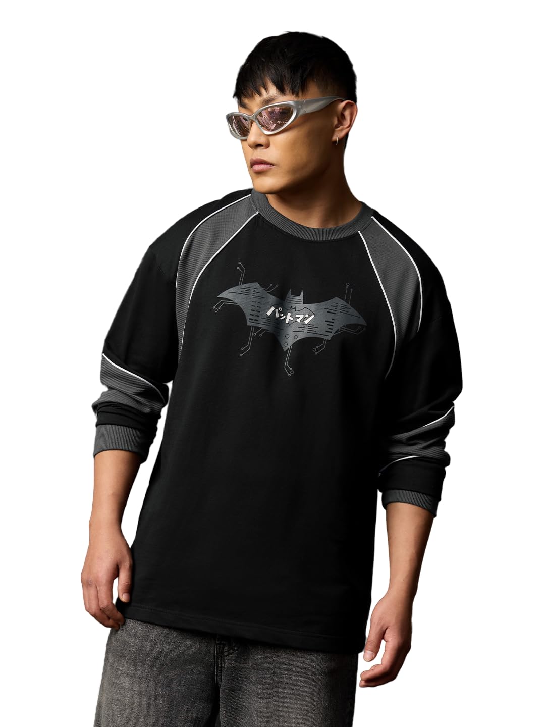 Batman: Dark Knight Men and Boys Long Sleeves Round Neck Black Graphic Printed Casual Lightweight Drop Shoulder Streetwear Trendy Oversized Full Sleeve T-Shirt-image-30