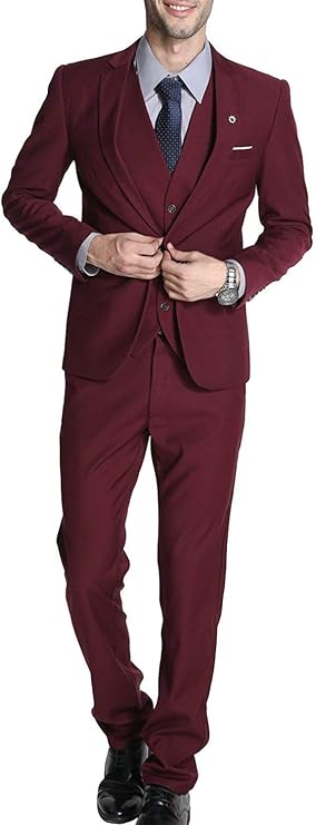 Amazon.com: HOTK - Trajes para hombre con un botón de vino tinto guapo de 3  piezas hechas a medida para bodas y negocios : Ropa, Zapatos y Joyería