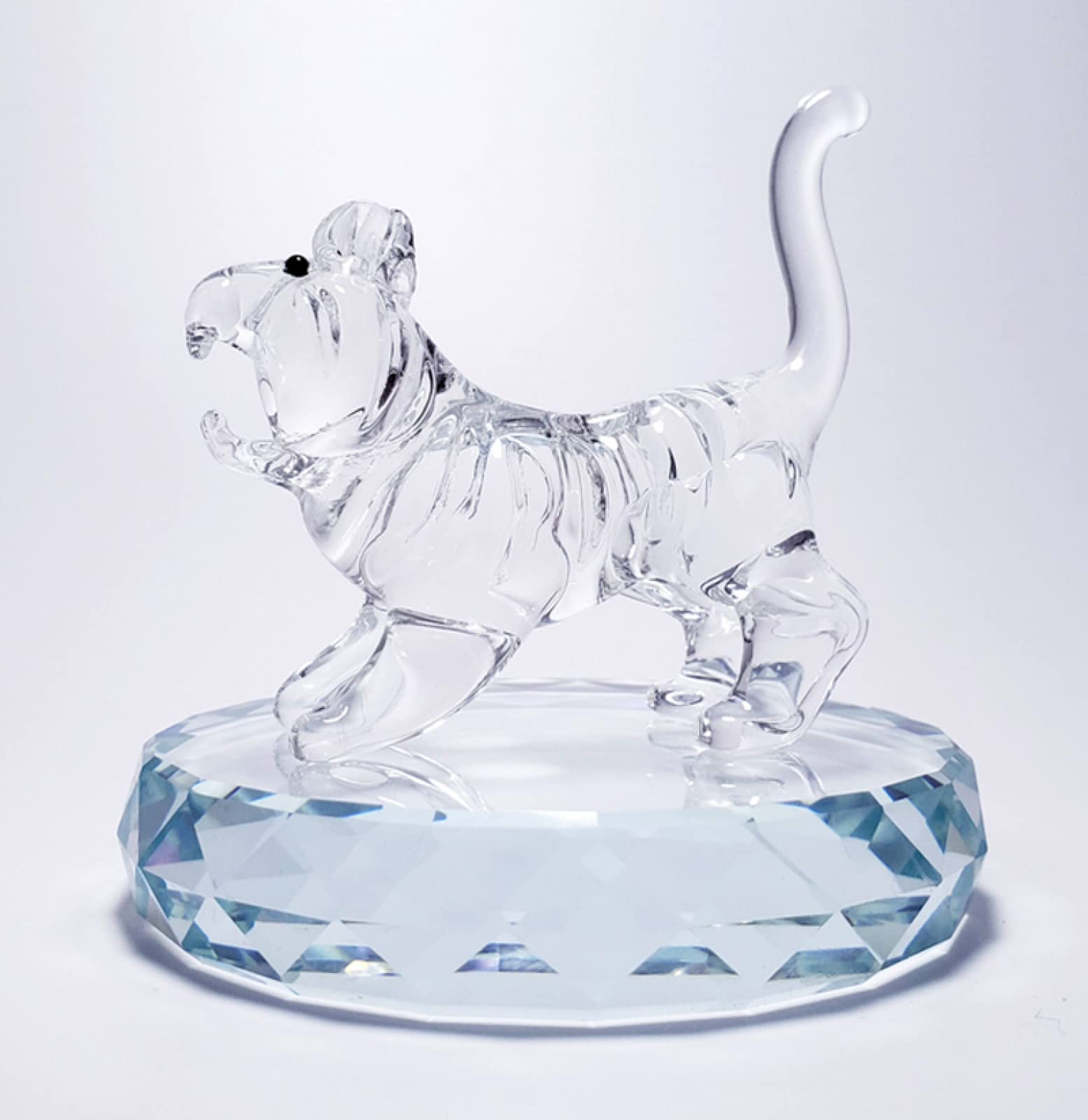 Ornamenti di cristallo Tigre con base Figurina di animali in vetro artificiale Regalo di nozze di compleanno fatto a mano Tavolo da pranzo vivente Decorazioni per la casa