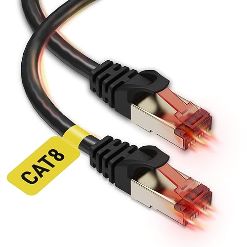 Ultra Clarity Cables Cable Ethernet Cat 8 de 25 pies, cable LAN de Internet de alta velocidad de 40 Gbps 2000 Mhz con conector RJ45 chapado en oro,