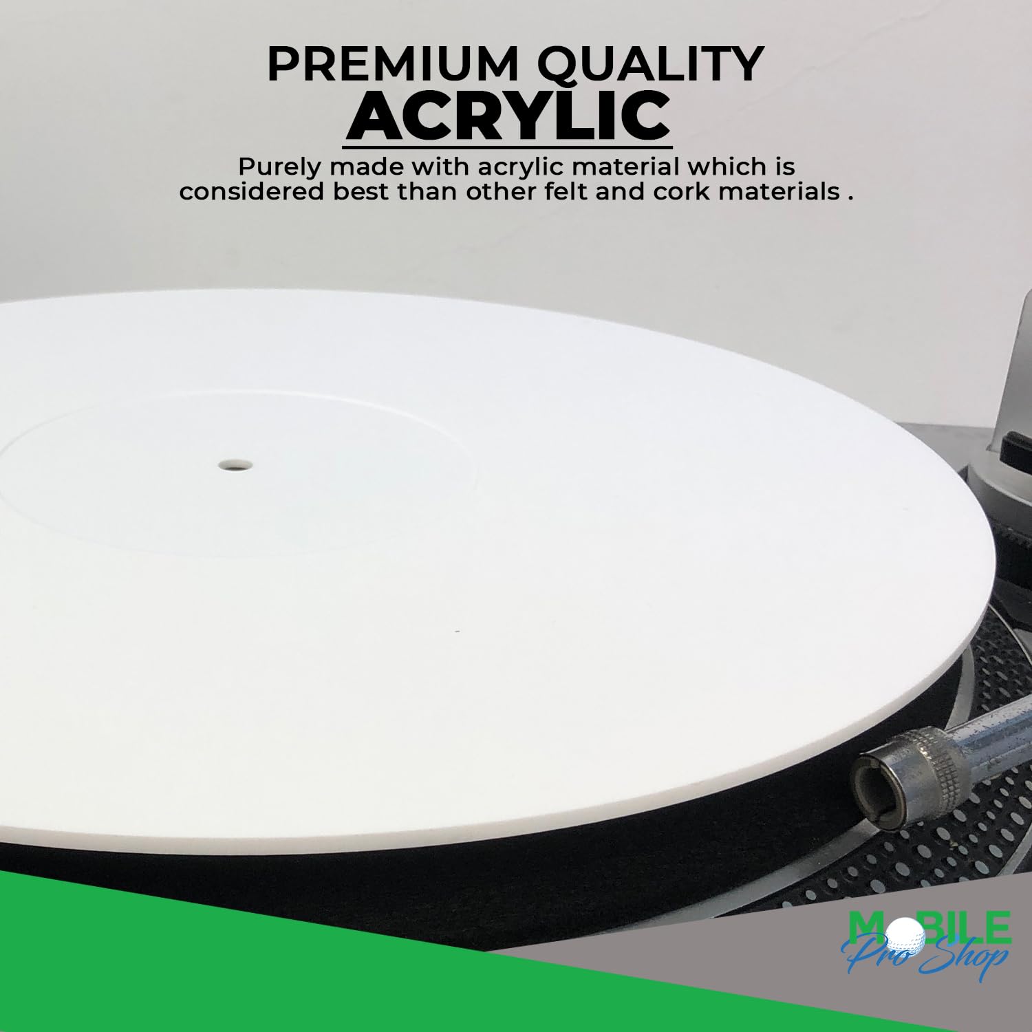 Alfombrilla de acrílico para tocadiscos de vinilo LP – 2,7 mm de grosor proporciona bajos más apretados y mejora la calidad de sonido – Alfombrilla de plato de 12 pulgadas (blanco)